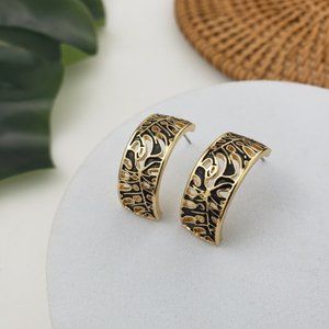 Monstera Leaf Cuff Stud Earrings